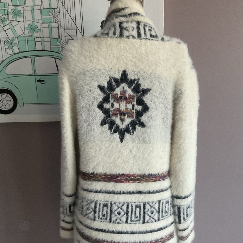 Janice Apparel Vintage Aztec Boho Pattern Long Duster Cardigan, Medium - Picture 4 of 8